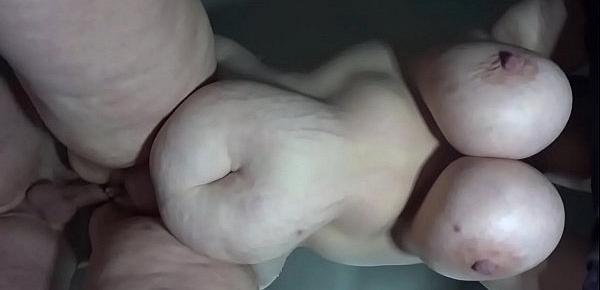  Bbw wife fucked from behind view from below...huge swinging tits....make this go viral